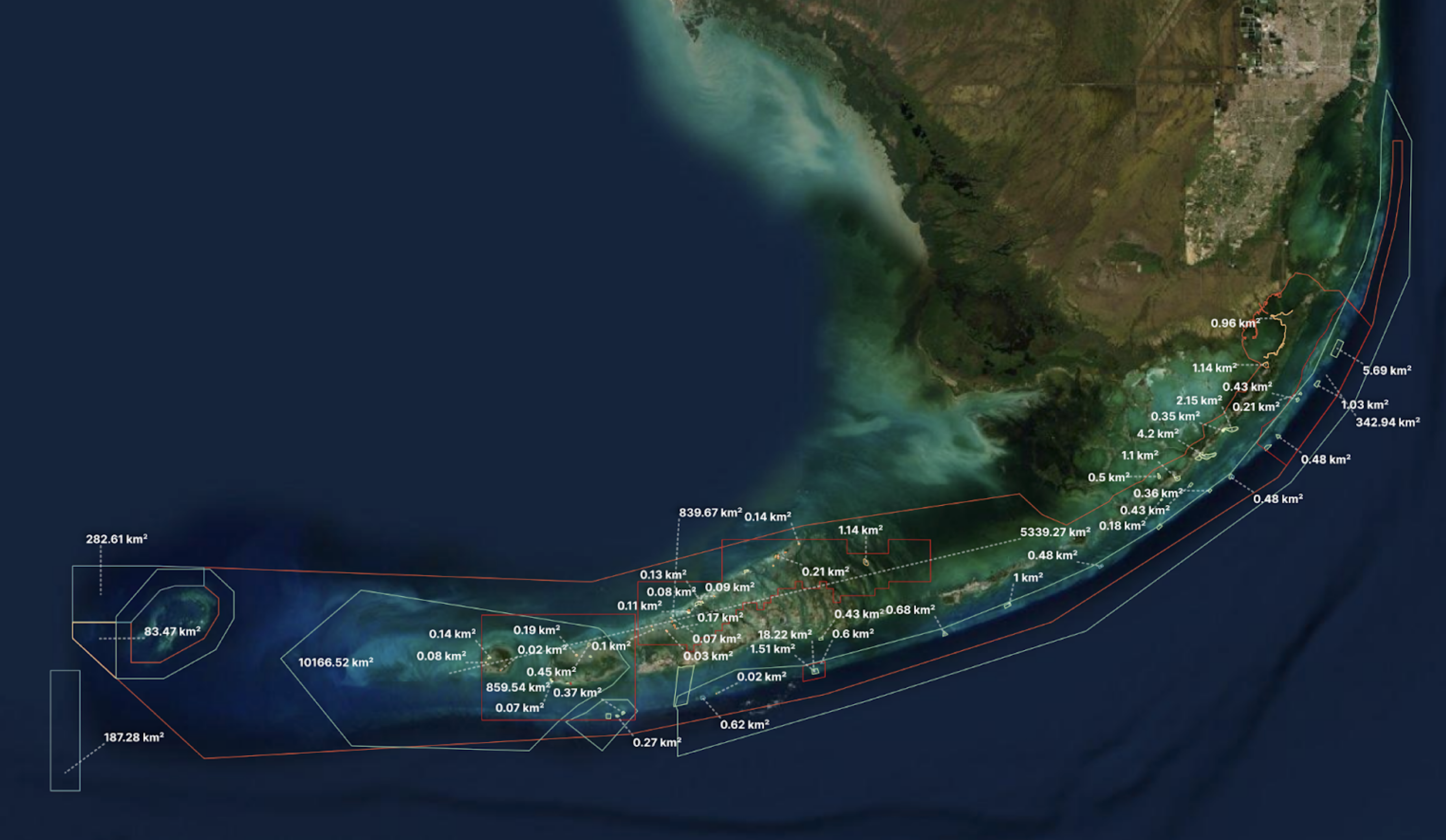 A map depicting FKNMS and the various zones and areas that make it up.